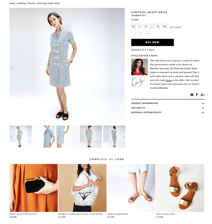 The Label Life’s “Complete the Look” allows shoppers to see ensembles that compliment each product (Source: thelabellife.com)