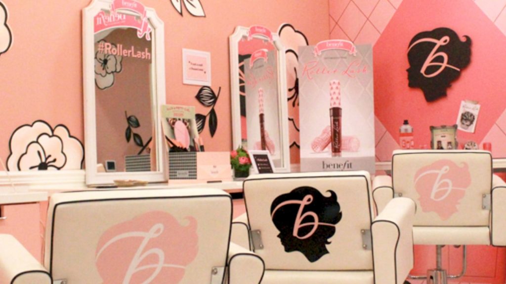 In this photo illustration a Benefit Cosmetics logo is seen