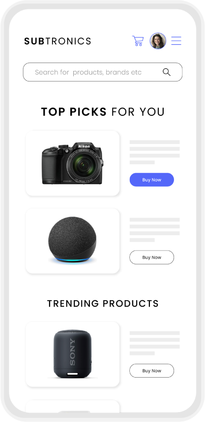 An example of recommendations on the homepage