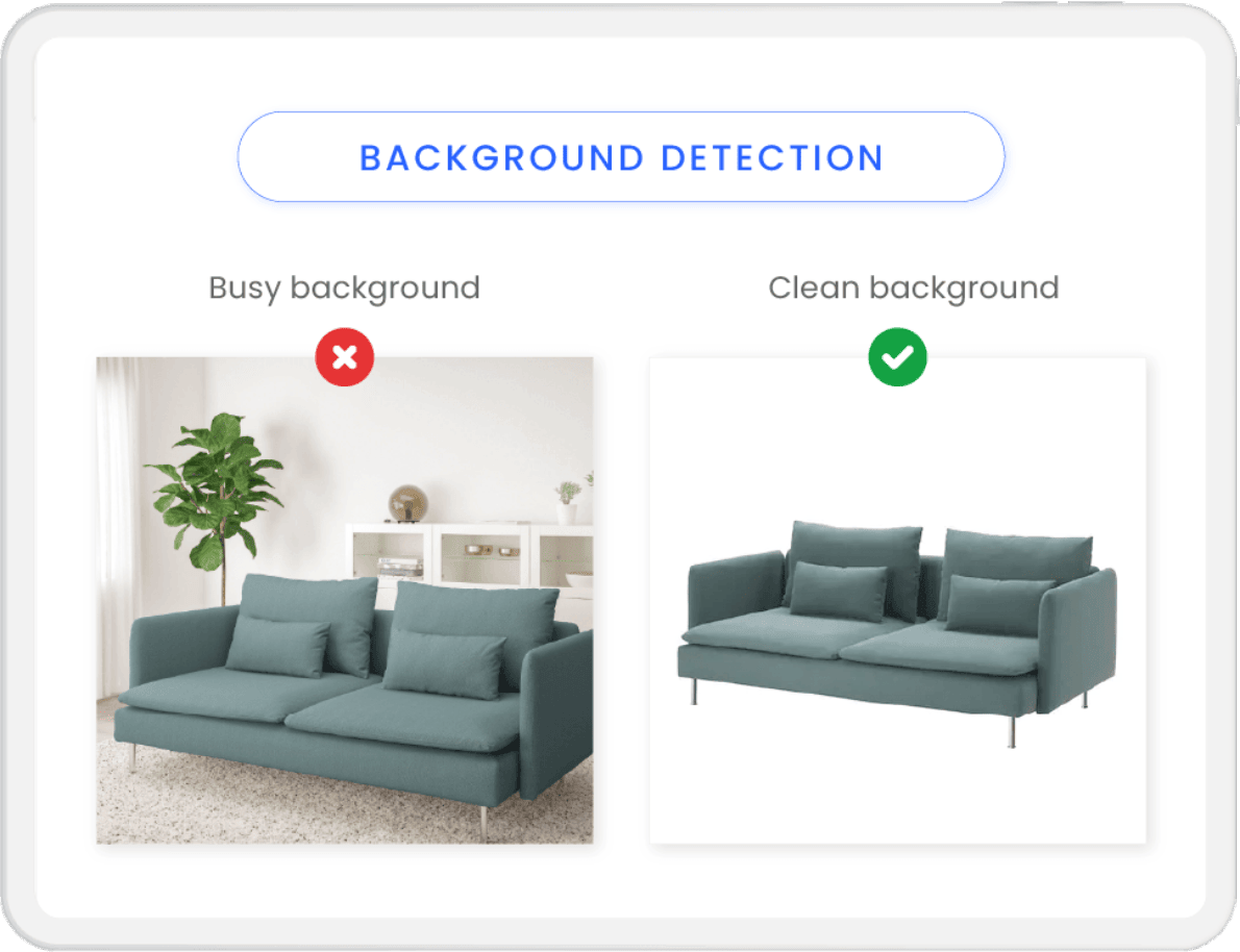 Image showing a product being checked for certain image guidelines